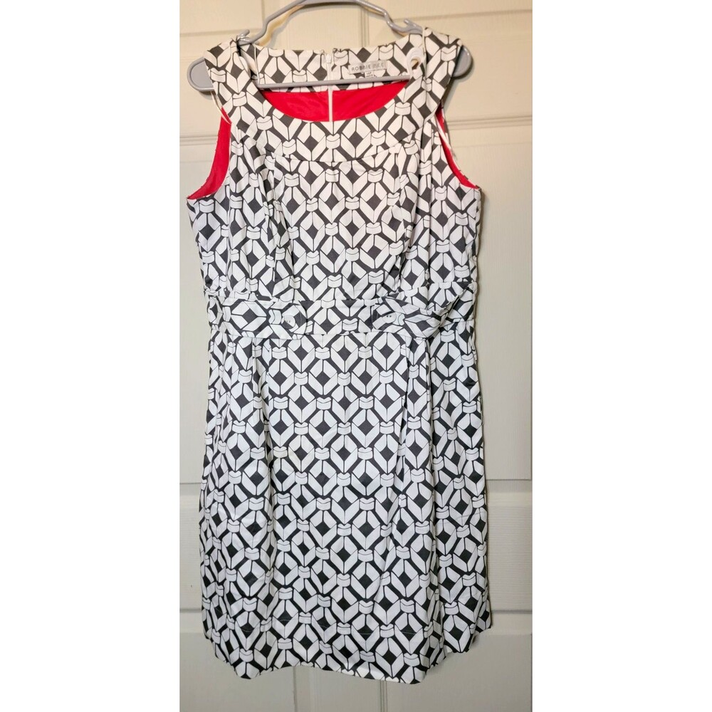 Robbie Bee Women's 14P Petite Sheath Dress Sleeveless Geometric Lined